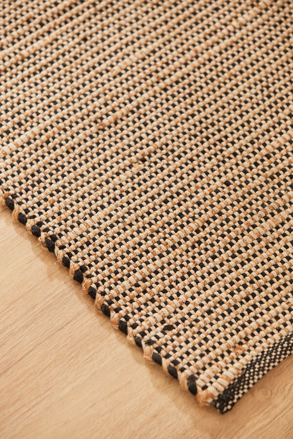 Calma House Alfombra de algod&oacute;n negro y yute West preto
