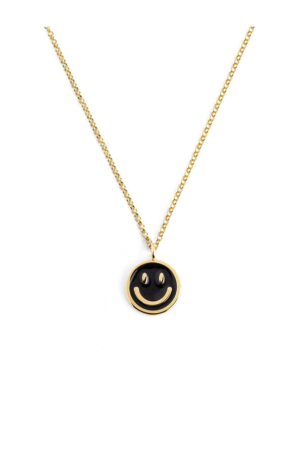 Womensecret Gold Smiley Black Enamel Necklace imprimé