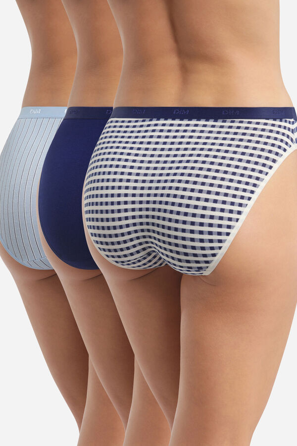 Womensecret Pack of 3 printed stretch cotton panties  bleu