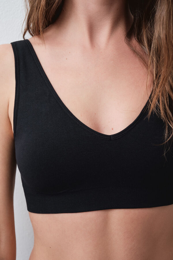 Women'secret Black microfibre halterneck top bra black