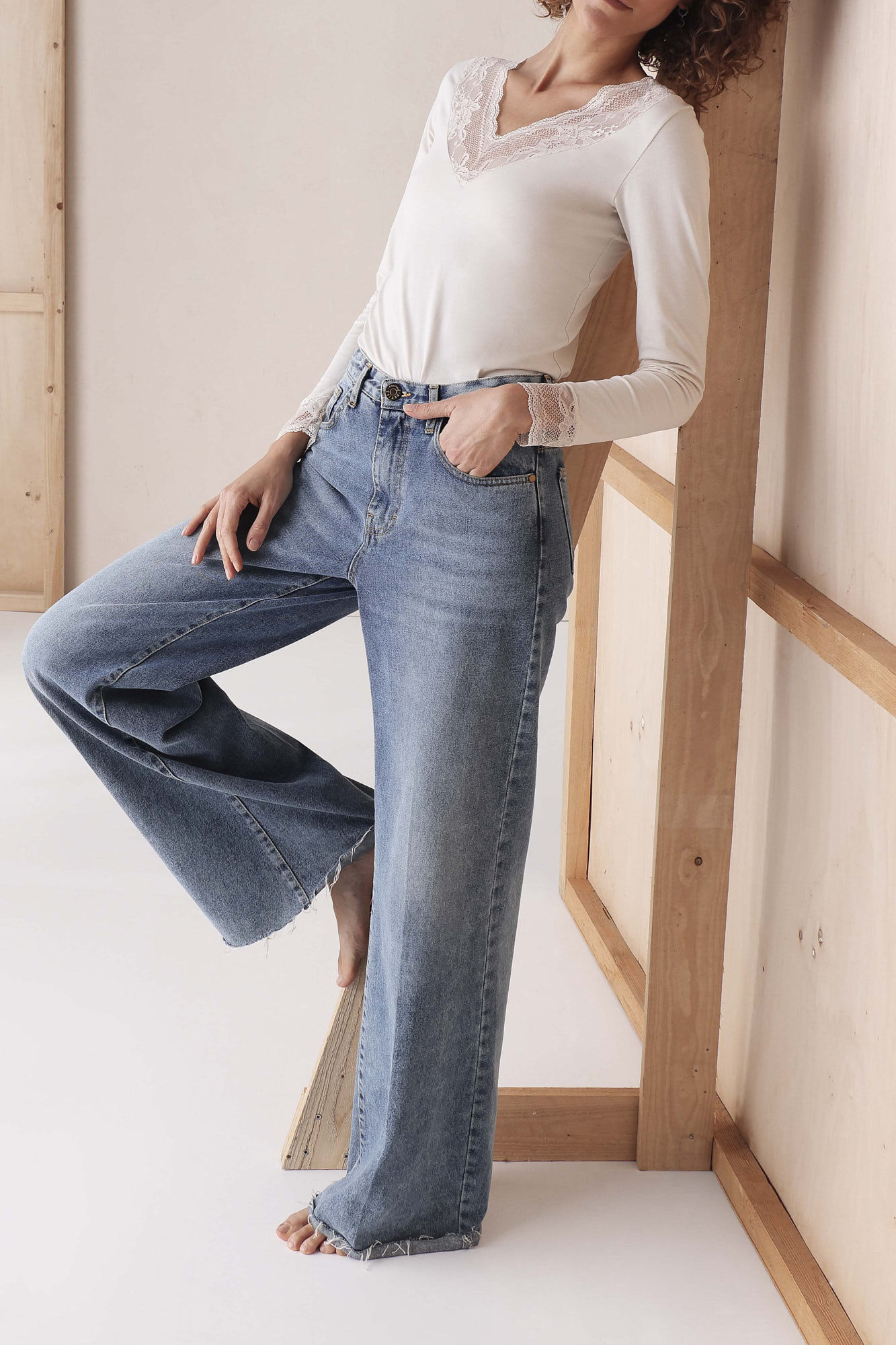 Cotonella Camiseta Manga Larga Cuello Pico