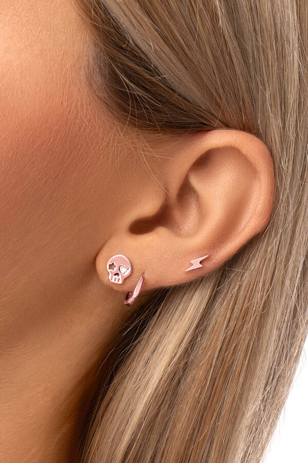 Womensecret Rose Gold Skull Earrings pink
