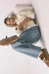 HI&BYE Yellow cotton terry short plain sweatshirt printed