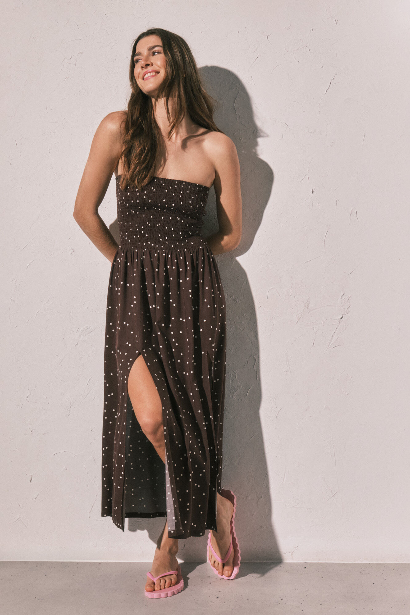 Women'secret Robe longue bustier imprim&eacute;e &agrave; pois