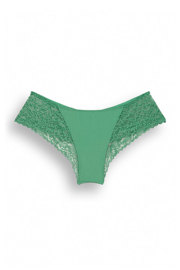 Womensecret Green lace wide side Brazilian panty green