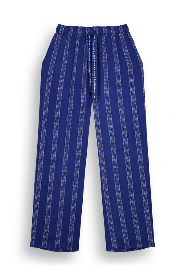 Womensecret Pantalon de détente long en viscose à rayures bleu