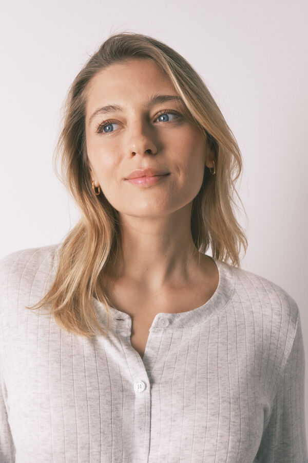 Women'secret Grey ribbed super soft "maternity" short nightgown grey