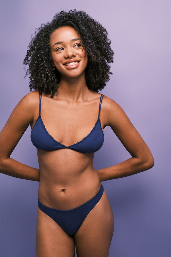 HI&BYE Electric blue cotton triangle bra blue