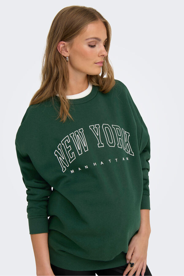 Only Maternity Sudadera maternity detalle texto frontal verde