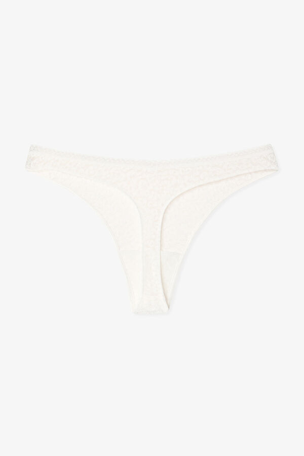Penti Lace V Cut Normal Waist Thong Panties Bijela