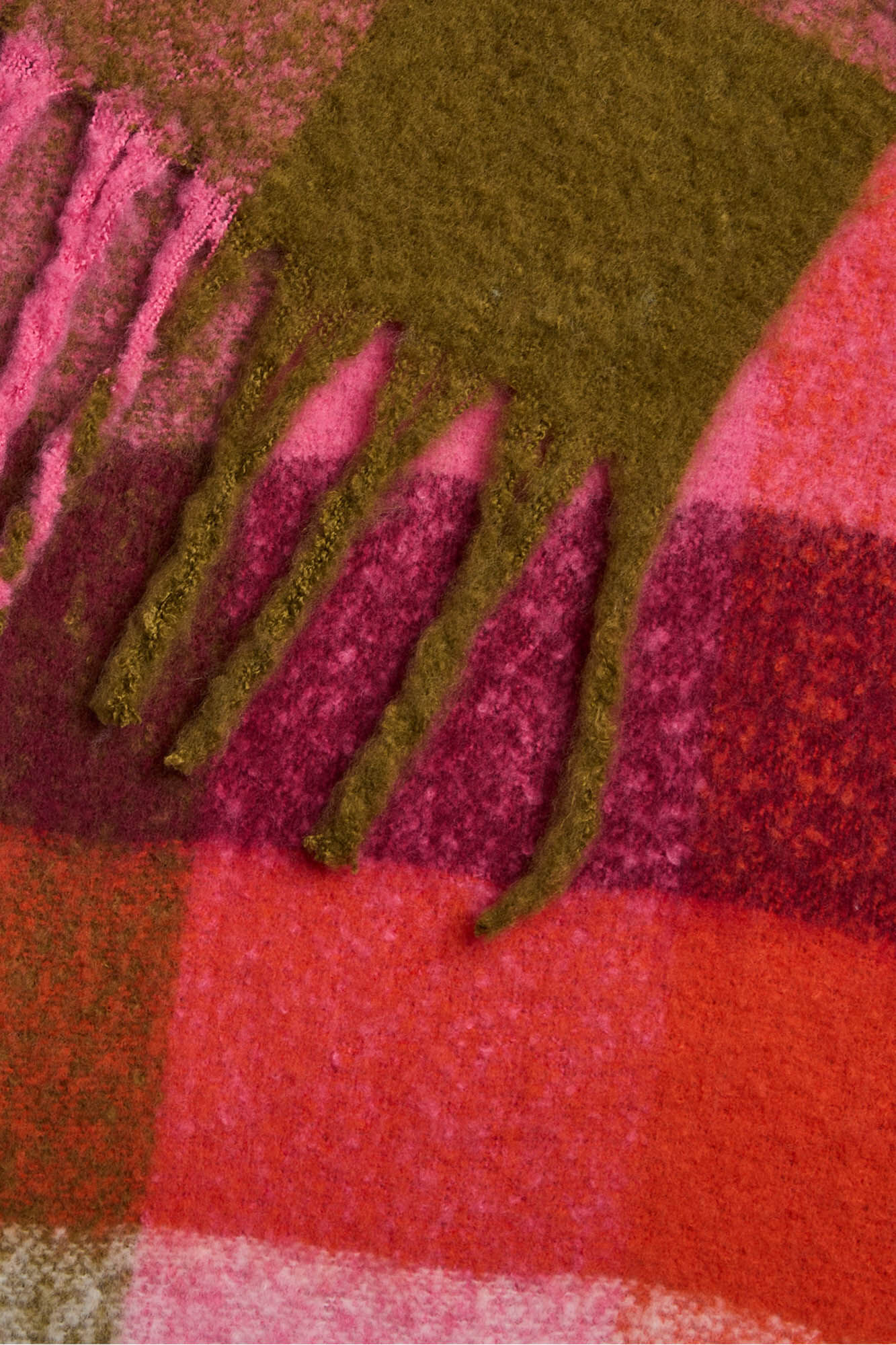 Pieces Bufanda larga b&aacute;sica cuadros flecos