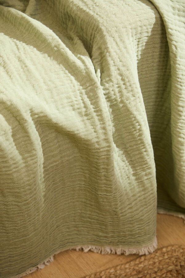 Calma House Colcha de musselina de algod&atilde;o verde verde