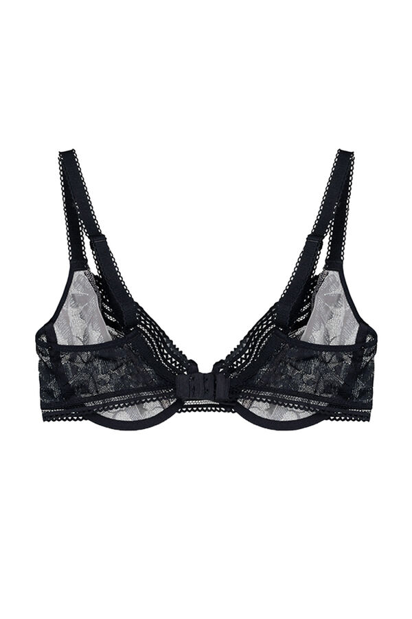 Womensecret Marta underwired bra in floral lace and tulle Crna