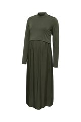 Mamalicious Fluid long maternity and breastfeeding dress green