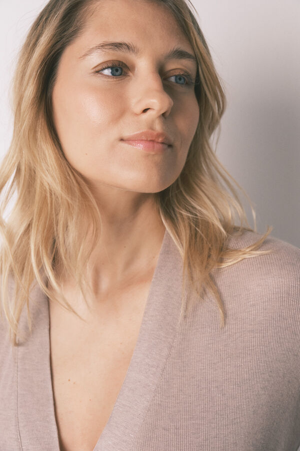 Women'secret Grey maternity belted robe nude