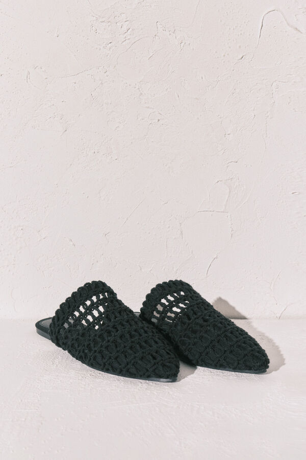 Women'secret Black crochet mule sandal black