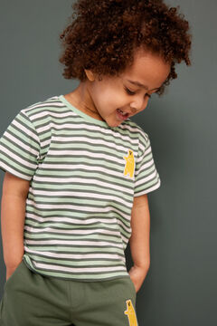 Womensecret Kurzarm-Shirt für Jungen mit Streifen und 3D-Detail Grün