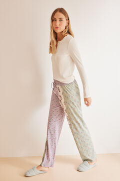 Womensecret Pantalon pyjama long 100 % coton patchwork imprimé