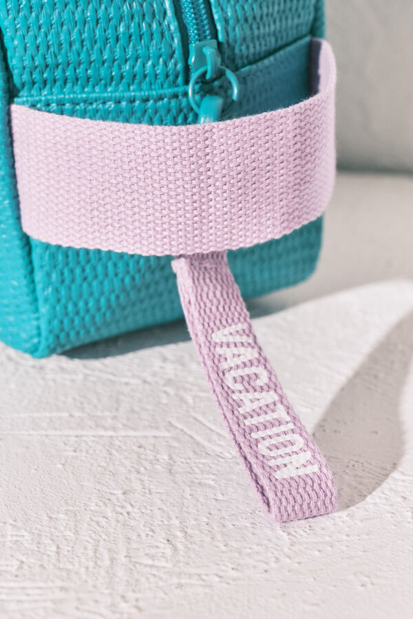 Women'secret Trousse de toilette en gomme texture raphia bleue vert
