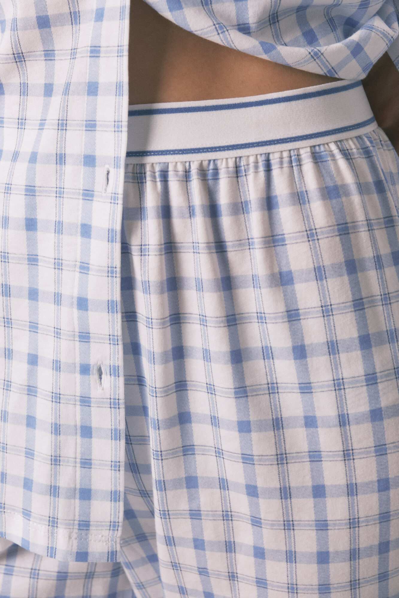 Women'secret Pijama camisero algod&oacute;n cuadros azul 