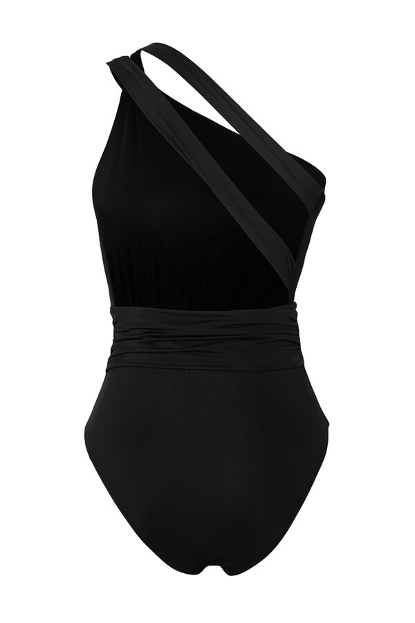 Trendyol Ba&ntilde;ador asim&eacute;trico fruncido negro