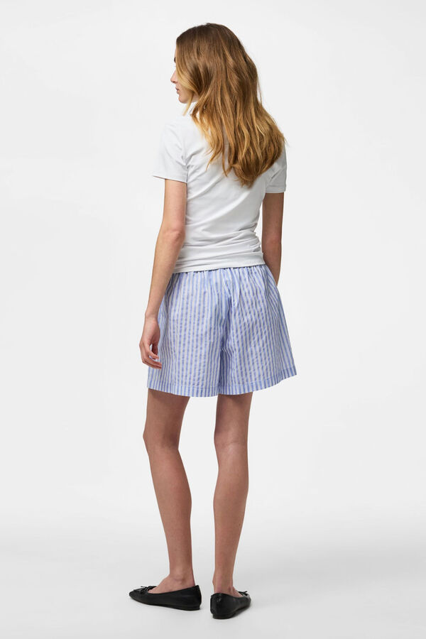 Pieces Striped short trousers blue