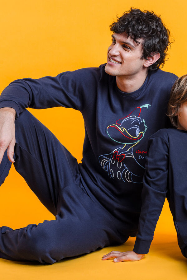 Admas Pijama largo Donald 100% algod&oacute;n para hombre azul