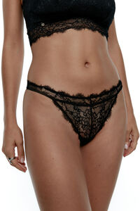 Black Limba Tanga aus Mikrofaser und Spitze Noir