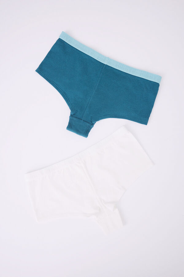 Womensecret Pack 2 bragas boxer algodón azul y blanco 