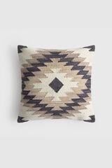 Textura Embroidered geometric design cushion case grey