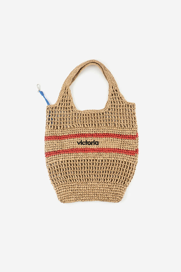Victoria Bolso tote tejido fibra natural beige