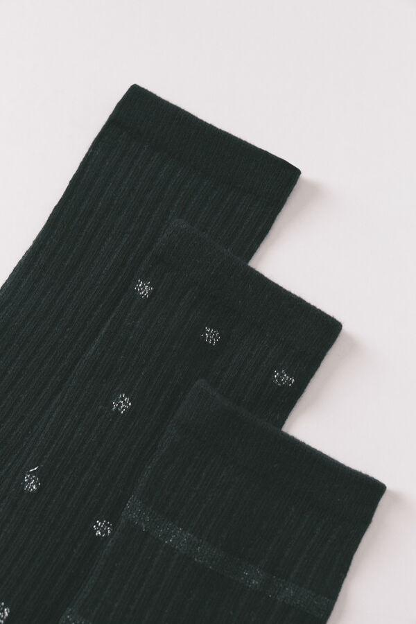 Women'secret Black 3-pack long textured socks black