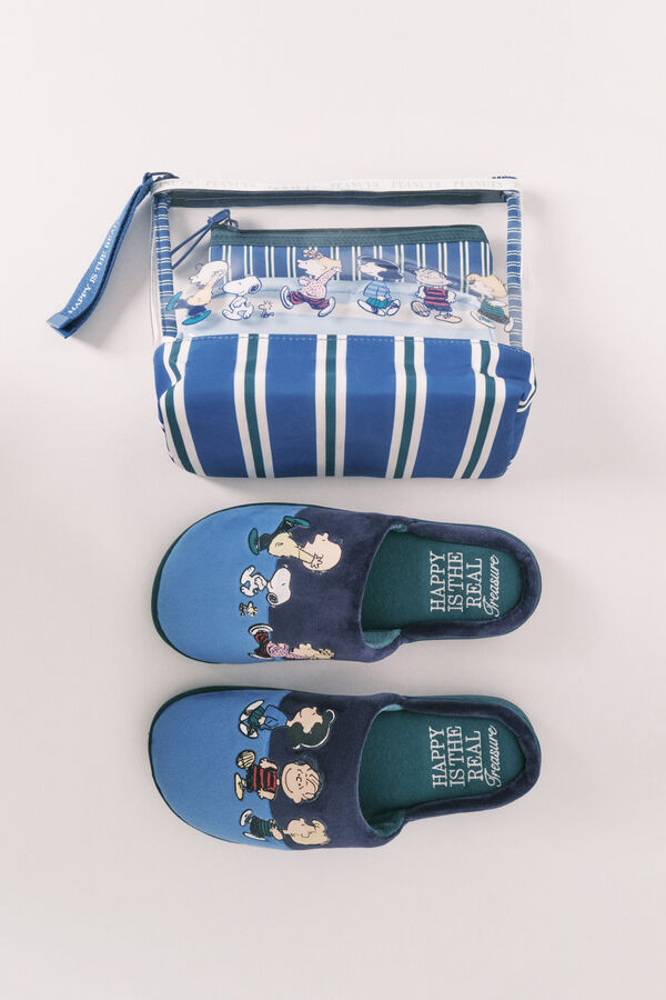Women'secret Pack 3 trousses de toilette Snoopy &agrave; rayures imprim&eacute;