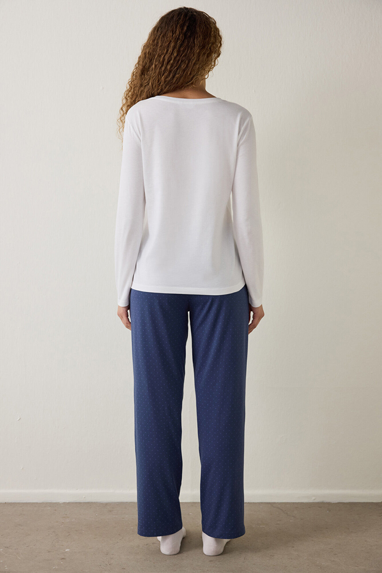 Penti Conjunto de pijama de algod&atilde;o com gola redonda e manga comprida Gola redonda