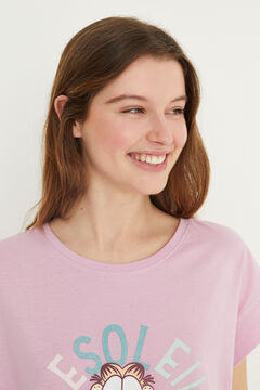 Womensecret Short 100% cotton Garfield nightgown with slits pink