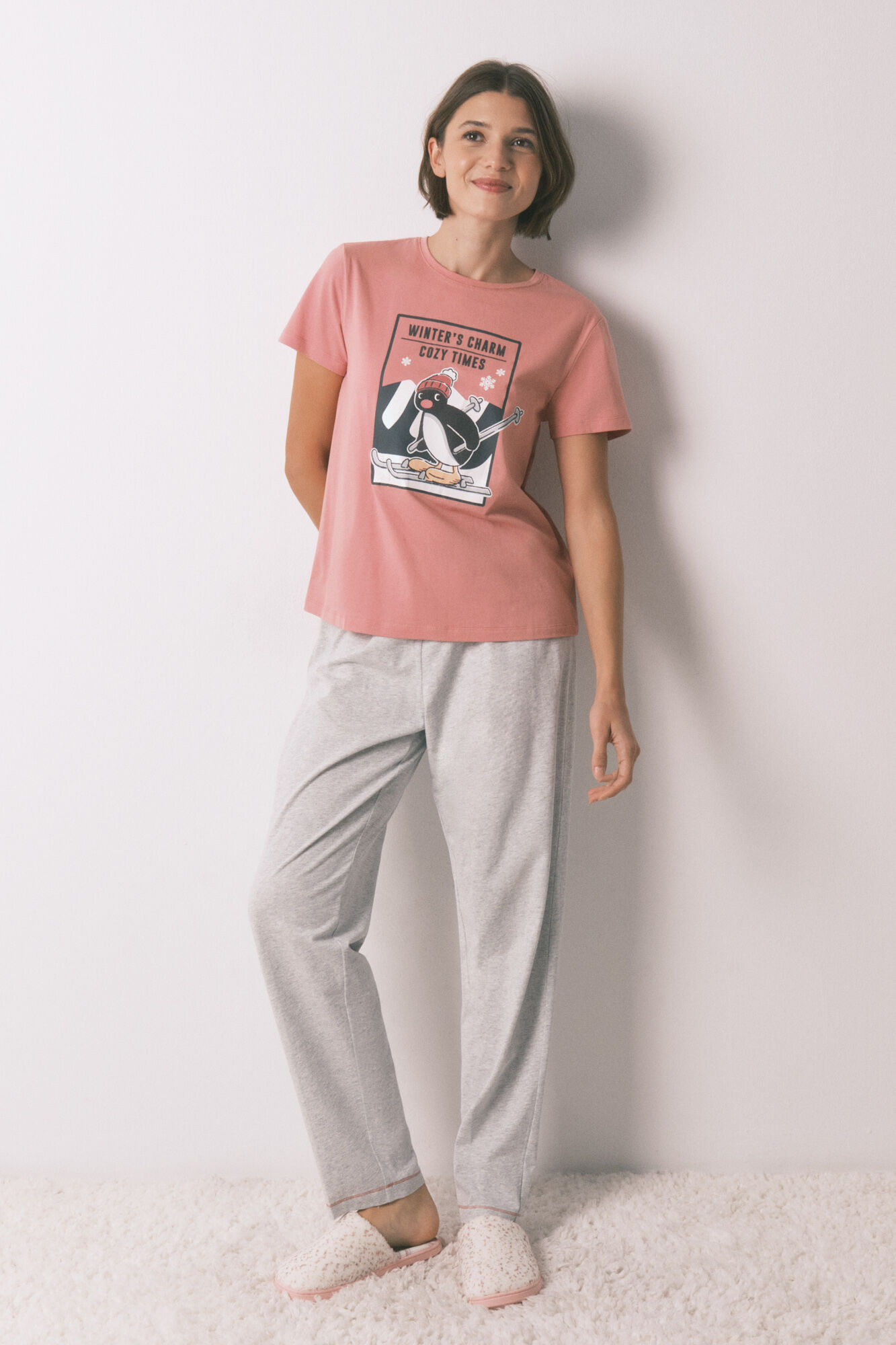 Women'secret Long pyjamas 100% cotton pink Pingu