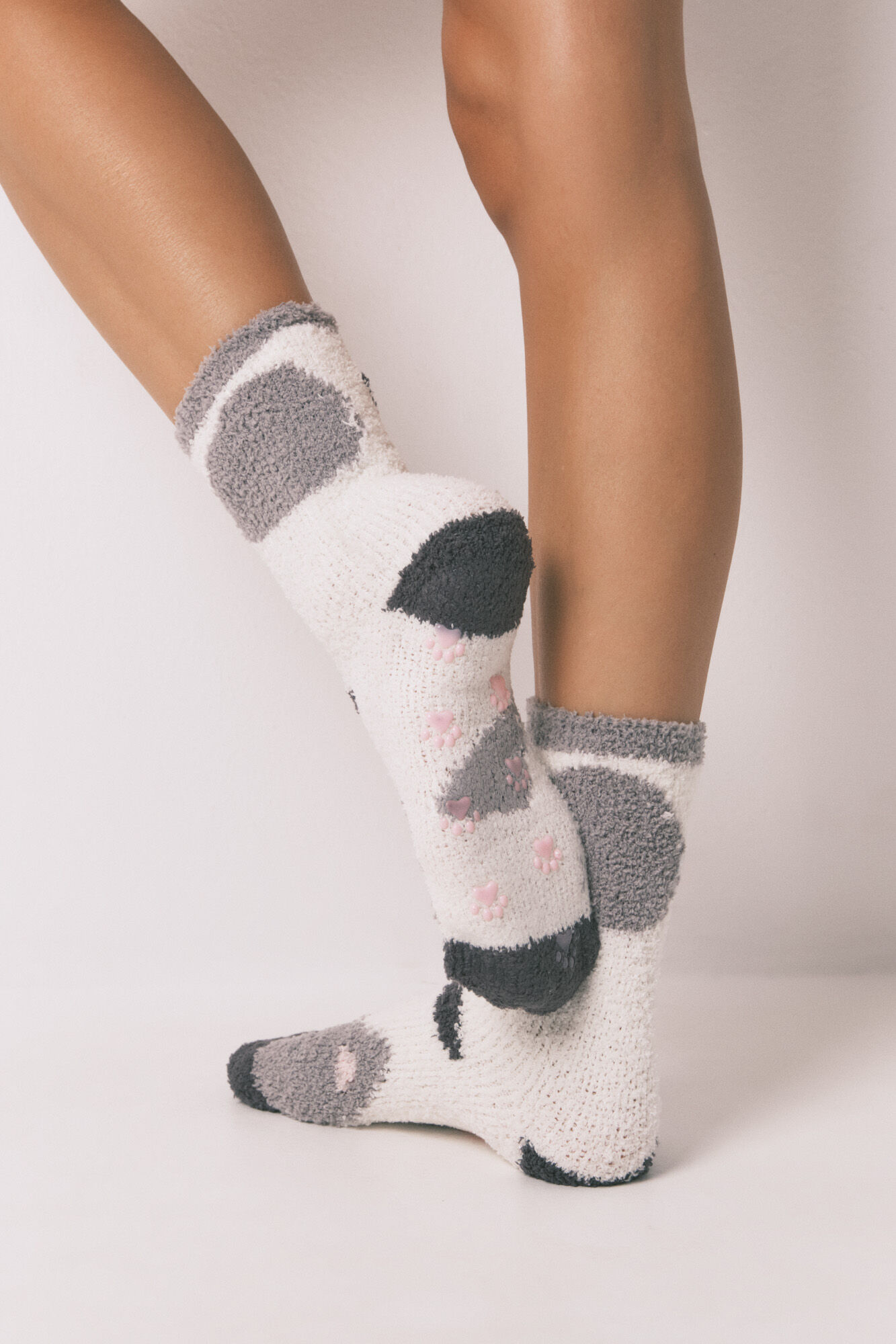 Women'secret Calcetines largos gato gris 