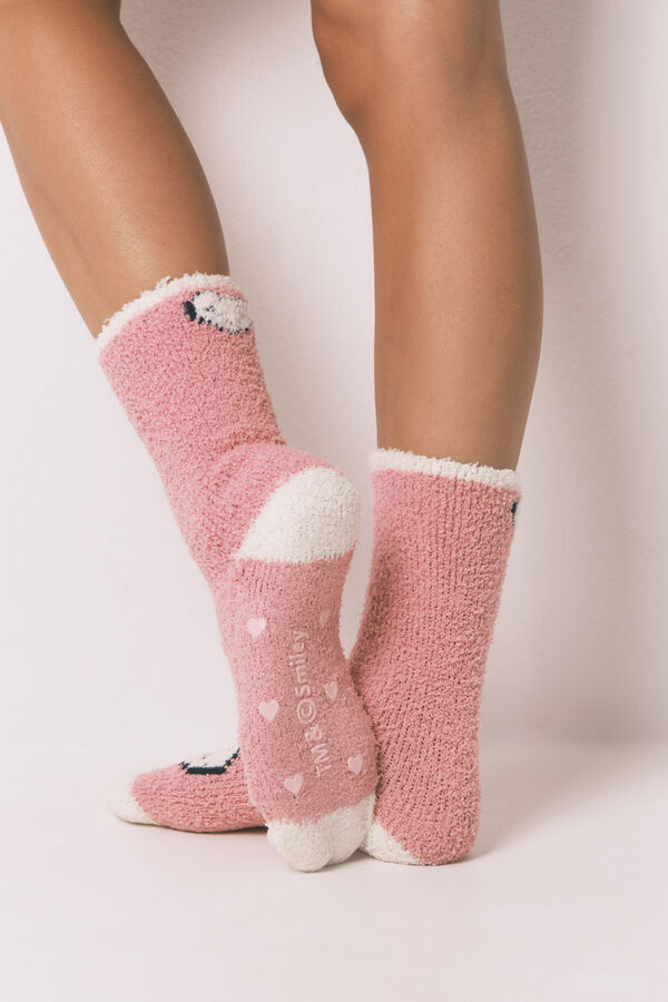 Women'secret Pink Smiley Long Socks pink