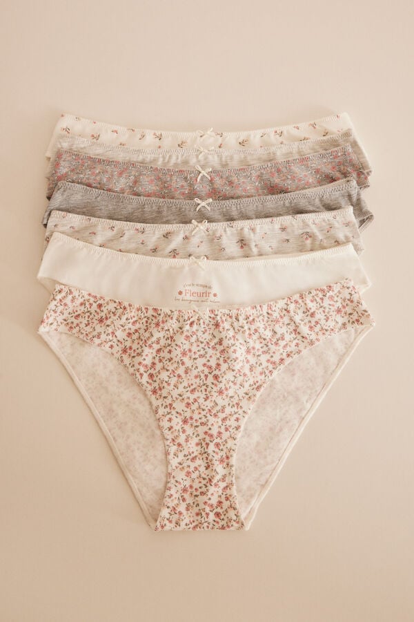 Womensecret 7-pack grey floral cotton panties grey