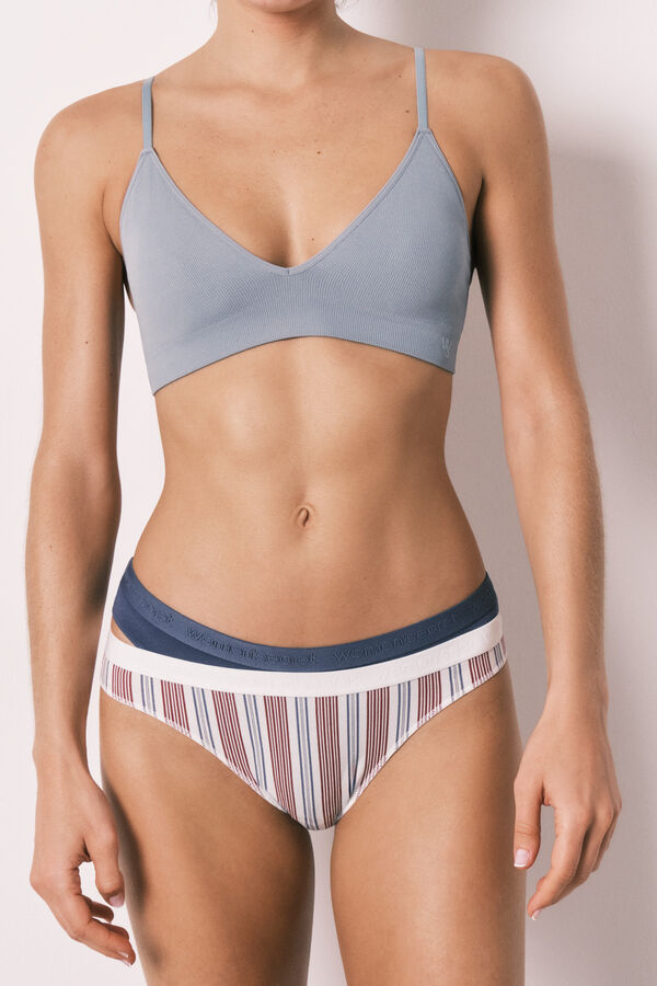 Women'secret Pakovanje od 7 plavih pamučnih brazilskih gaćica sa logom Print