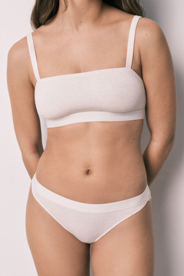 Women'secret Beige ribbed cotton classic panty nude