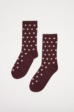 Womensecret Maroon polka dot cotton socks red