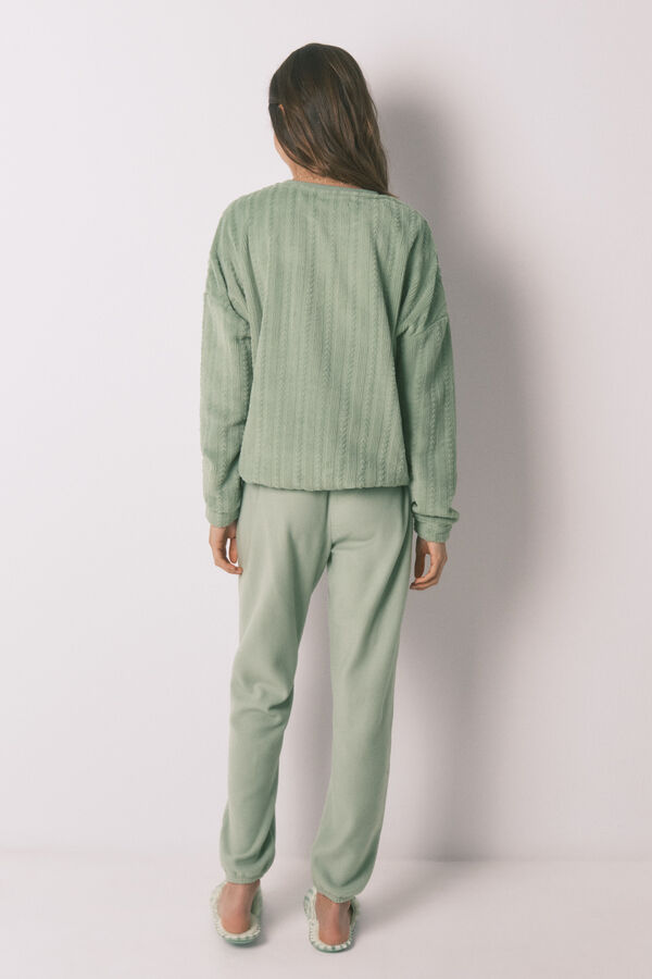 Women'secret Green fleece long pyjamas green