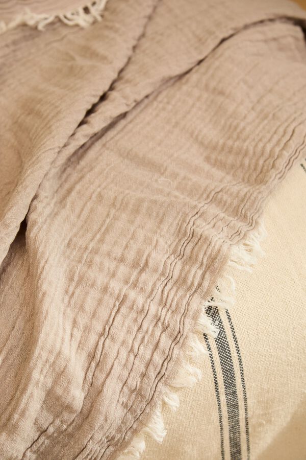 Calma House Plaid muslin fringed 120x180 grey