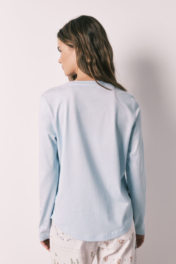Women'secret Camiseta manga larga 100% algod&oacute;n azul azul