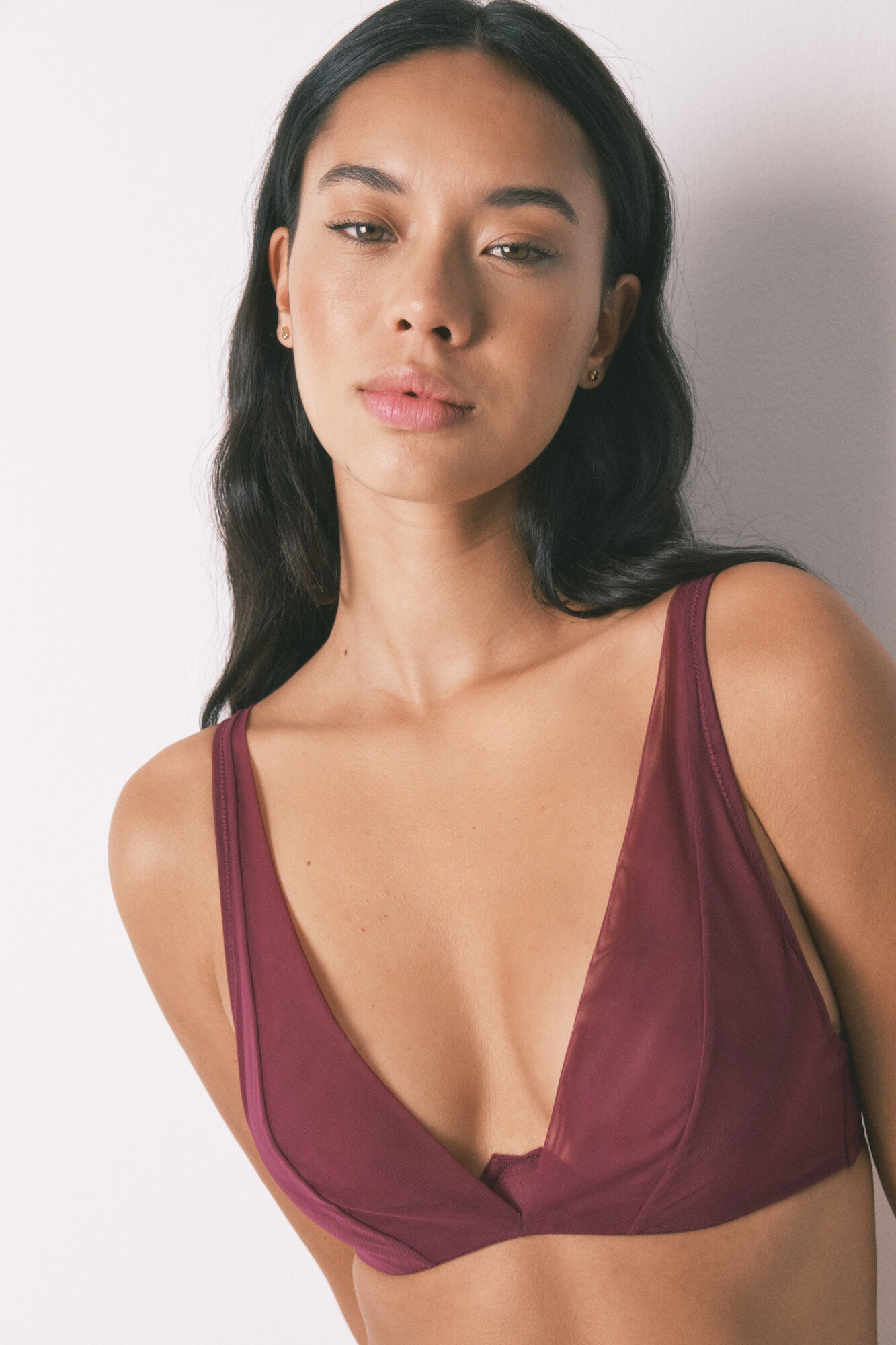 Women'secret Soutien halter em tule vinho com fecho especial 