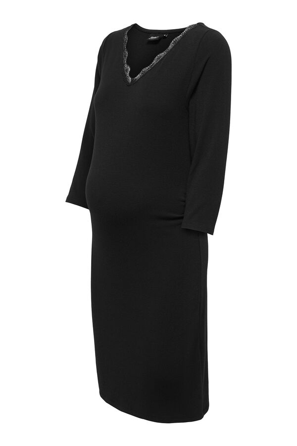 Only Maternity Vestido corto con encaje maternity negro