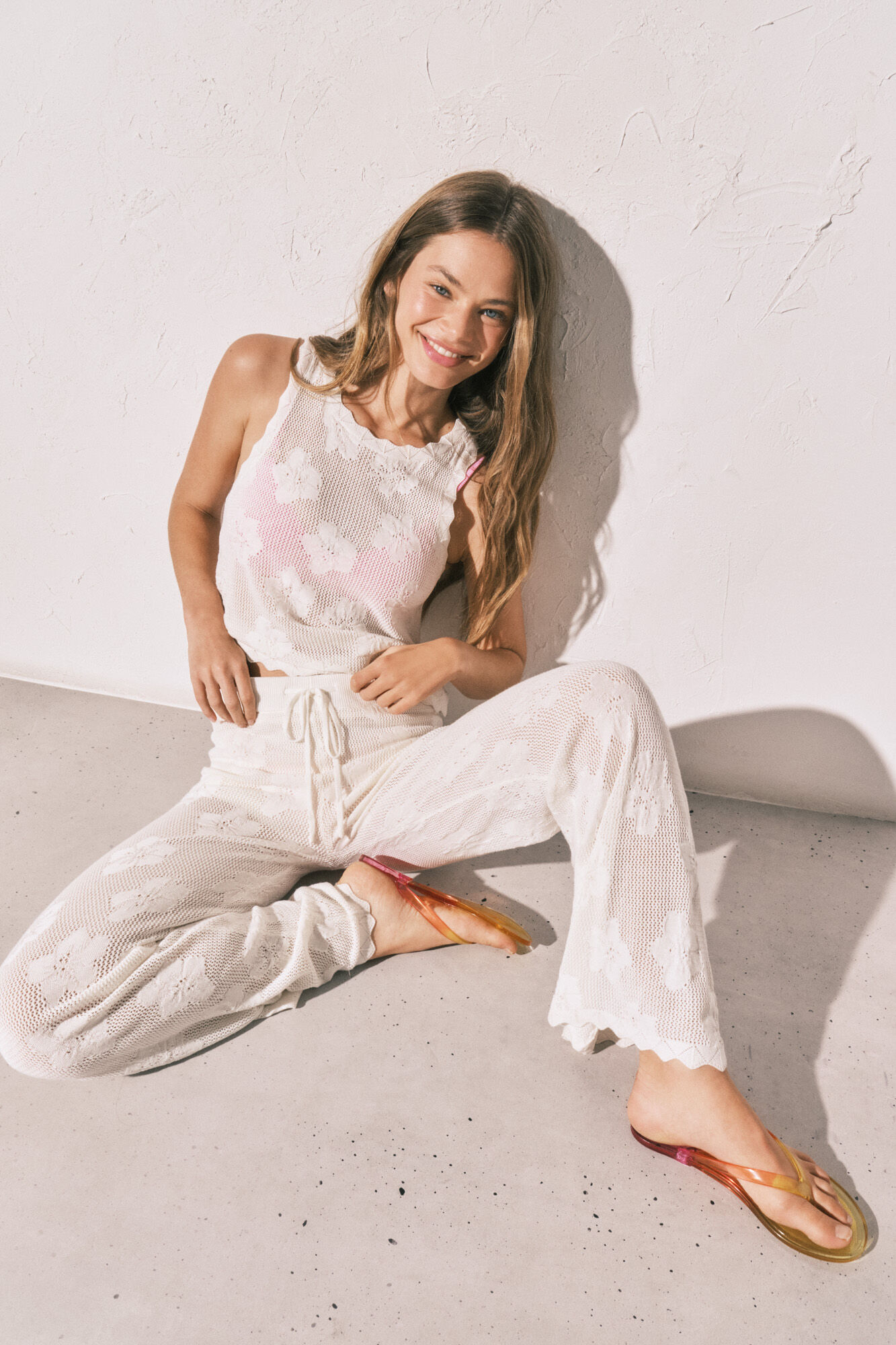Women'secret Pantalon long en crochet beige