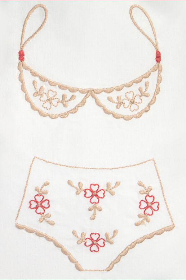 Textura Bolsa algod&oacute;n plastificada bordada blanco