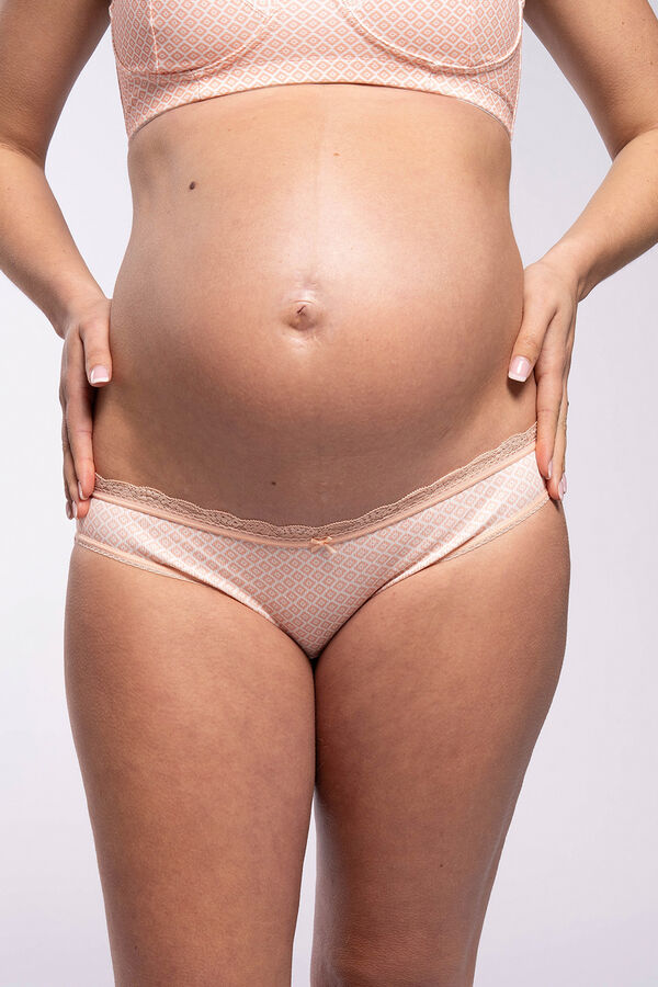 Womensecret Printed ribbed maternity panty marron